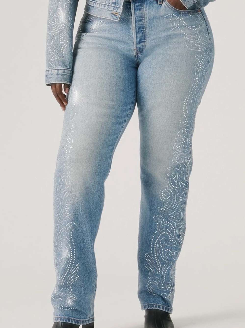 501® Curve Embellished High Waist Straight Leg Jeans New Beyonce size 23x30